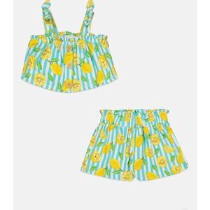 Rare Editions Toddler Girls Lemon Stripe Top and Short Matching Set Size 6X
